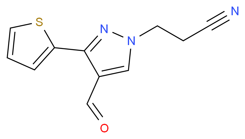 3-[4-formyl-3-(thiophen-2-yl)-1H-pyrazol-1-yl]propanenitrile_分子结构_CAS_372107-06-7