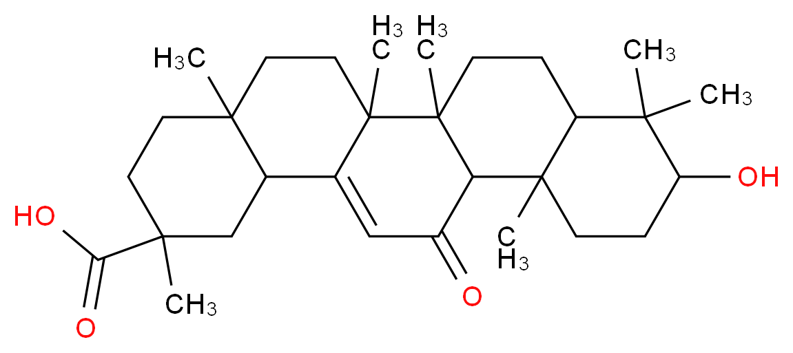 10-hydroxy-2,4a,6a,6b,9,9,12a-heptamethyl-13-oxo-1,2,3,4,4a,5,6,6a,6b,7,8,8a,9,10,11,12,12a,12b,13,14b-icosahydropicene-2-carboxylic acid_分子结构_CAS_471-53-4