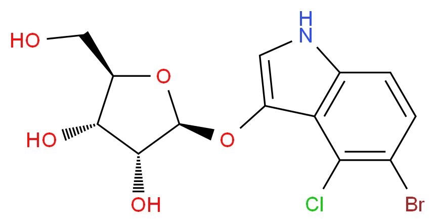 (2S,3R,4S,5R)-2-[(5-bromo-4-chloro-1H-indol-3-yl)oxy]-5-(hydroxymethyl)oxolane-3,4-diol_分子结构_CAS_518033-33-5