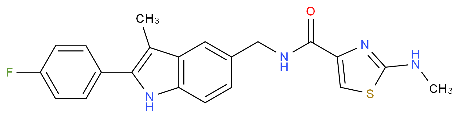 N-{[2-(4-fluorophenyl)-3-methyl-1H-indol-5-yl]methyl}-2-(methylamino)-1,3-thiazole-4-carboxamide_分子结构_CAS_)