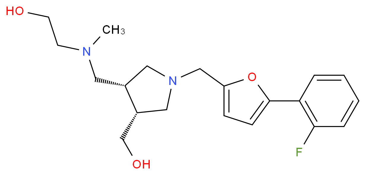 2-[{[(3R*,4R*)-1-{[5-(2-fluorophenyl)-2-furyl]methyl}-4-(hydroxymethyl)pyrrolidin-3-yl]methyl}(methyl)amino]ethanol_分子结构_CAS_)