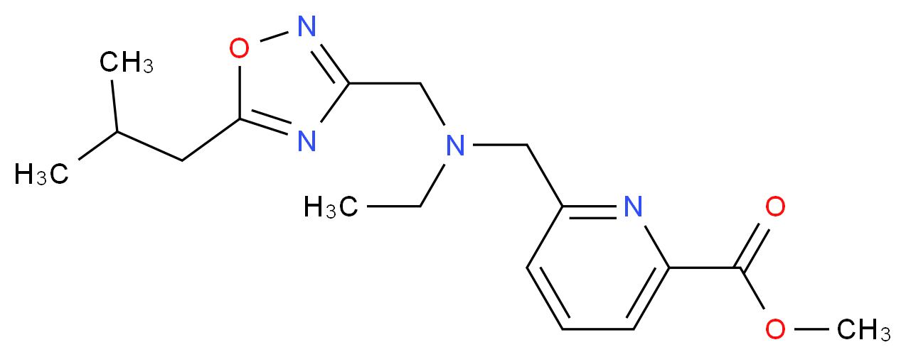 methyl 6-({ethyl[(5-isobutyl-1,2,4-oxadiazol-3-yl)methyl]amino}methyl)pyridine-2-carboxylate_分子结构_CAS_)
