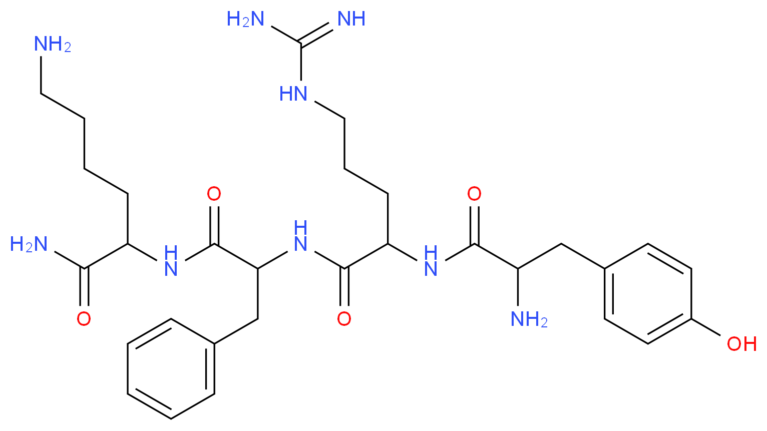 6-amino-2-(2-{2-[2-amino-3-(4-hydroxyphenyl)propanamido]-5-carbamimidamidopentanamido}-3-phenylpropanamido)hexanamide_分子结构_CAS_118476-85-0