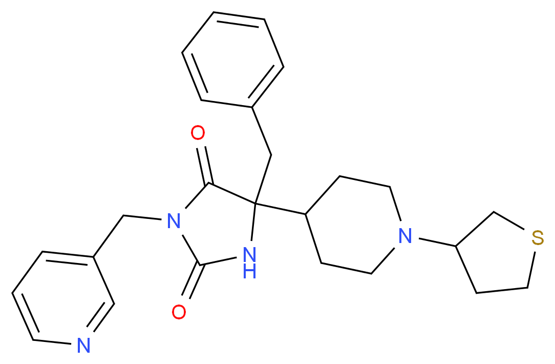 5-benzyl-3-(3-pyridinylmethyl)-5-[1-(tetrahydro-3-thienyl)-4-piperidinyl]-2,4-imidazolidinedione_分子结构_CAS_)
