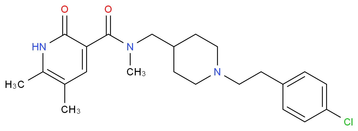 N-({1-[2-(4-chlorophenyl)ethyl]-4-piperidinyl}methyl)-N,5,6-trimethyl-2-oxo-1,2-dihydro-3-pyridinecarboxamide_分子结构_CAS_)