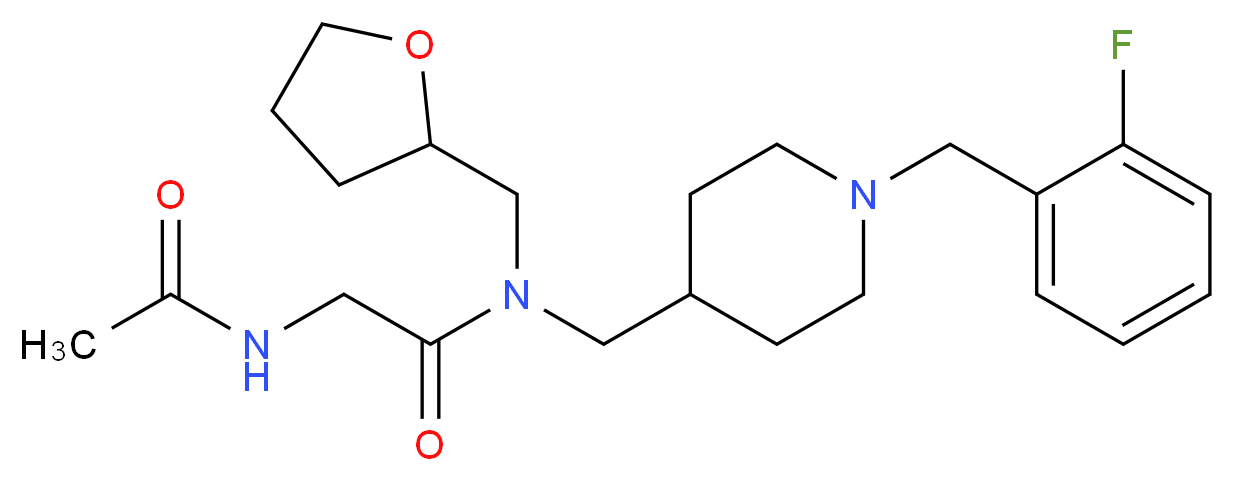 N~2~-acetyl-N~1~-{[1-(2-fluorobenzyl)-4-piperidinyl]methyl}-N~1~-(tetrahydro-2-furanylmethyl)glycinamide_分子结构_CAS_)