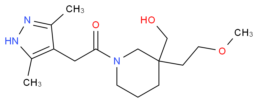 [1-[(3,5-dimethyl-1H-pyrazol-4-yl)acetyl]-3-(2-methoxyethyl)-3-piperidinyl]methanol_分子结构_CAS_)