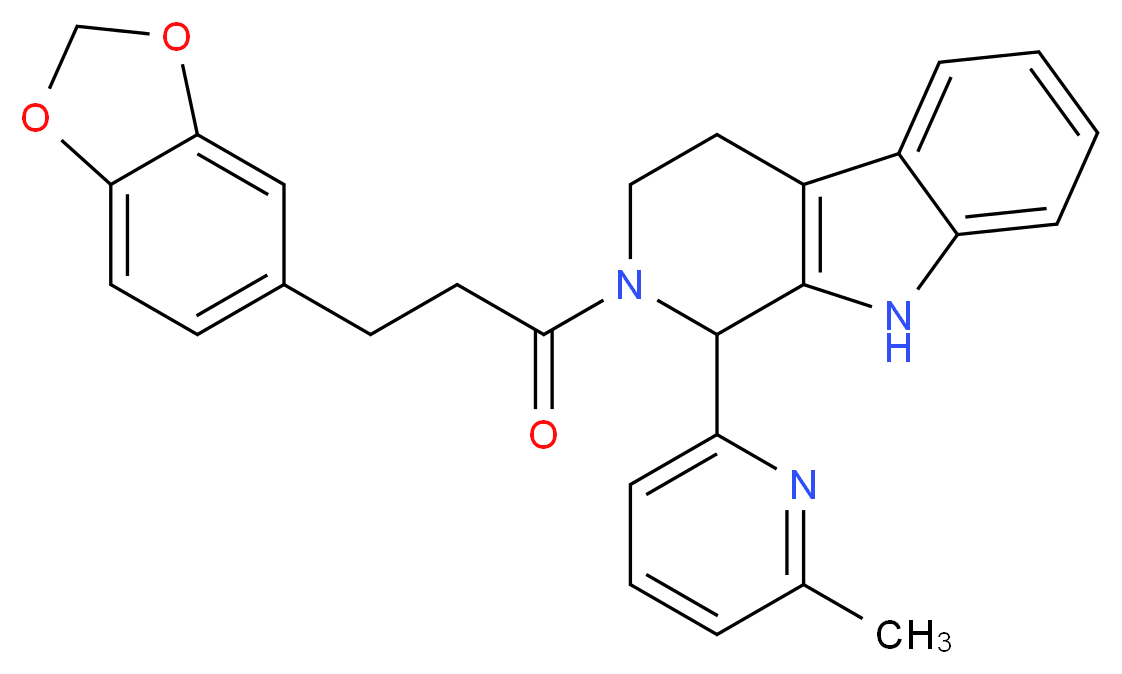 2-[3-(1,3-benzodioxol-5-yl)propanoyl]-1-(6-methyl-2-pyridinyl)-2,3,4,9-tetrahydro-1H-beta-carboline_分子结构_CAS_)