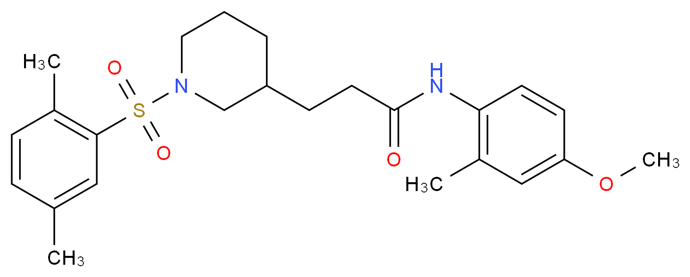 3-{1-[(2,5-dimethylphenyl)sulfonyl]-3-piperidinyl}-N-(4-methoxy-2-methylphenyl)propanamide_分子结构_CAS_)
