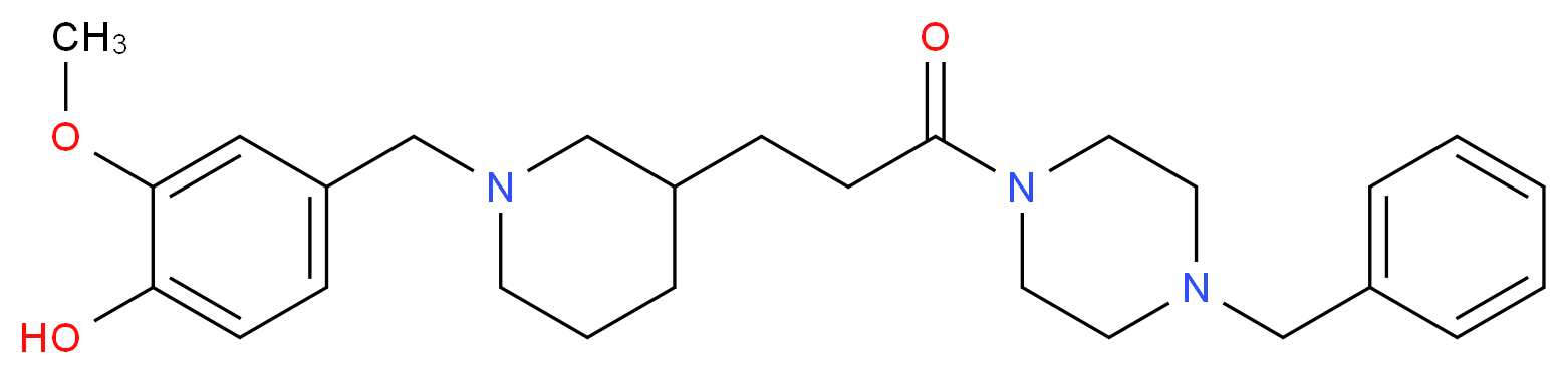 4-({3-[3-(4-benzyl-1-piperazinyl)-3-oxopropyl]-1-piperidinyl}methyl)-2-methoxyphenol_分子结构_CAS_)