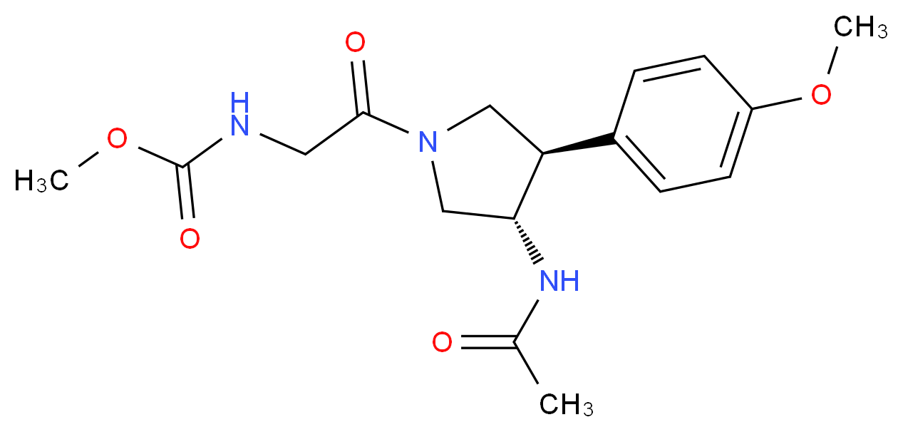 methyl {2-[(3S*,4R*)-3-(acetylamino)-4-(4-methoxyphenyl)-1-pyrrolidinyl]-2-oxoethyl}carbamate (non-preferred name)_分子结构_CAS_)