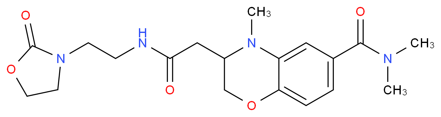 N,N,4-trimethyl-3-(2-oxo-2-{[2-(2-oxo-1,3-oxazolidin-3-yl)ethyl]amino}ethyl)-3,4-dihydro-2H-1,4-benzoxazine-6-carboxamide_分子结构_CAS_)
