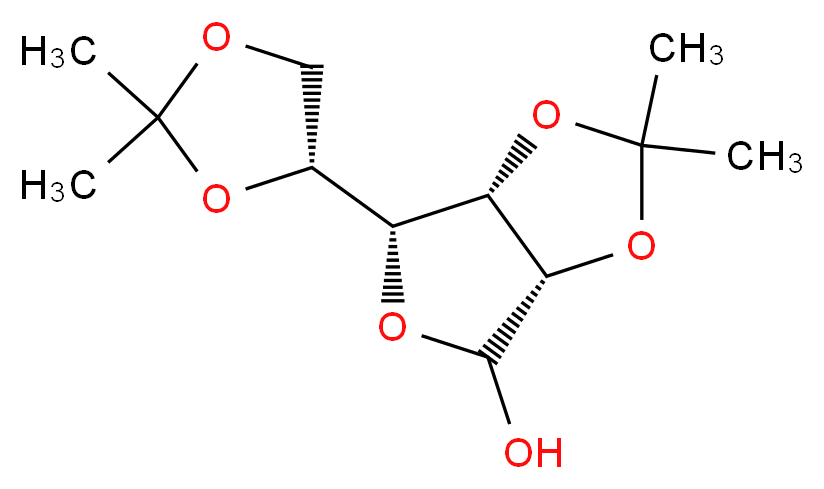 (3aS,6R,6aS)-6-[(4R)-2,2-dimethyl-1,3-dioxolan-4-yl]-2,2-dimethyl-tetrahydro-2H-furo[3,4-d][1,3]dioxol-4-ol_分子结构_CAS_14131-84-1