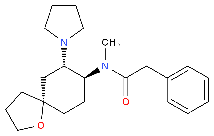 N-methyl-2-phenyl-N-[(5R,7S,8S)-7-(pyrrolidin-1-yl)-1-oxaspiro[4.5]decan-8-yl]acetamide_分子结构_CAS_96744-75-1
