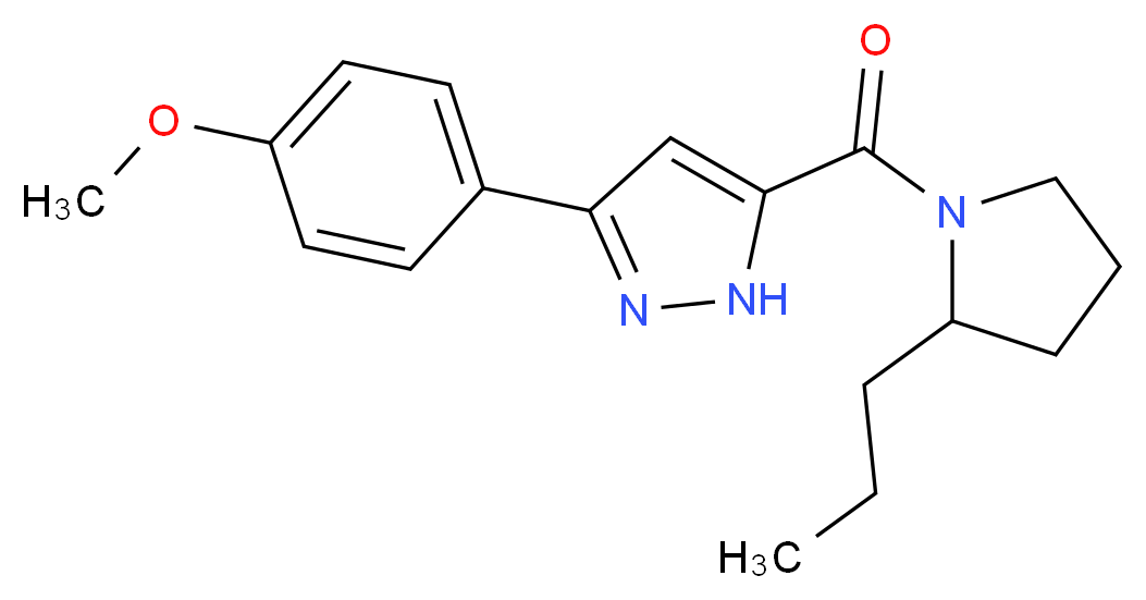 3-(4-methoxyphenyl)-5-[(2-propyl-1-pyrrolidinyl)carbonyl]-1H-pyrazole_分子结构_CAS_)