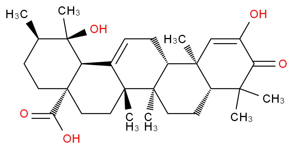 (1R,2R,4aS,6aS,6bR,8aR,12aR,12bR,14bS)-1,11-dihydroxy-1,2,6a,6b,9,9,12a-heptamethyl-10-oxo-1,2,3,4,4a,5,6,6a,6b,7,8,8a,9,10,12a,12b,13,14b-octadecahydropicene-4a-carboxylic acid_分子结构_CAS_119725-20-1