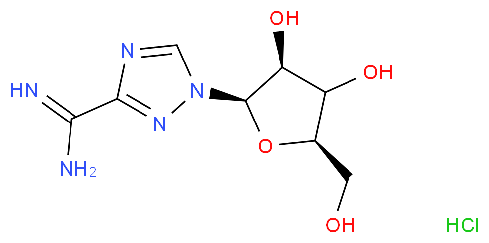 1-[(2R,3S,5R)-3,4-dihydroxy-5-(hydroxymethyl)oxolan-2-yl]-1H-1,2,4-triazole-3-carboximidamide hydrochloride_分子结构_CAS_40372-00-7