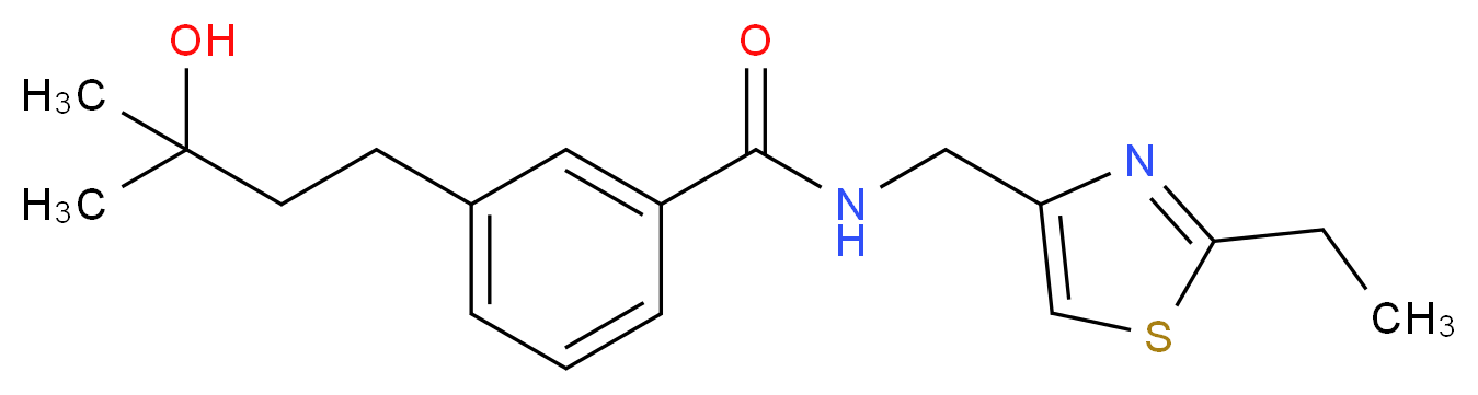 N-[(2-ethyl-1,3-thiazol-4-yl)methyl]-3-(3-hydroxy-3-methylbutyl)benzamide_分子结构_CAS_)