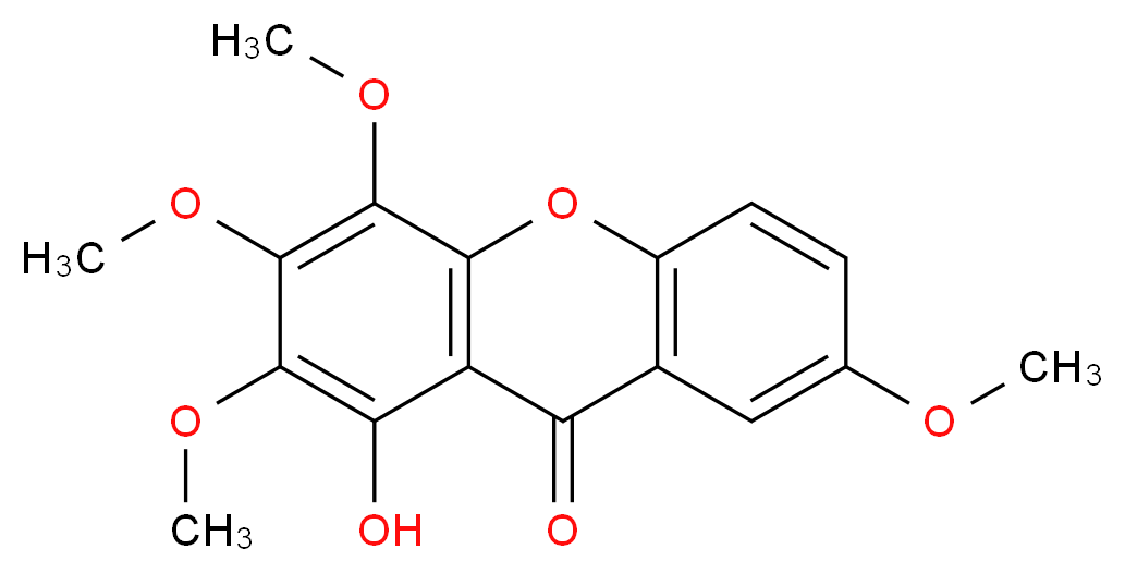 1-Hydroxy-2,3,4,7-tetramethoxyxanthone_分子结构_CAS_14103-09-4)