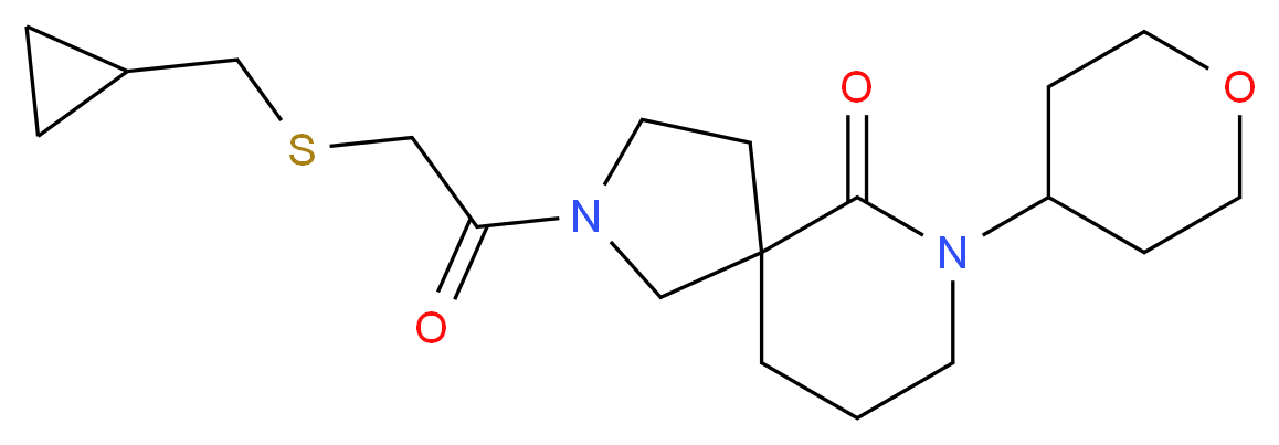 2-{[(cyclopropylmethyl)thio]acetyl}-7-(tetrahydro-2H-pyran-4-yl)-2,7-diazaspiro[4.5]decan-6-one_分子结构_CAS_)
