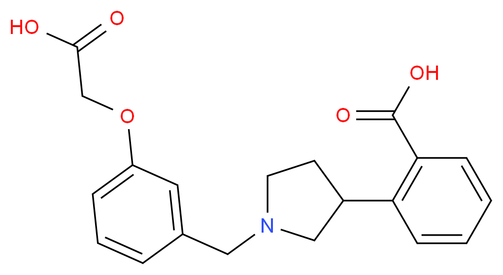2-{1-[3-(carboxymethoxy)benzyl]-3-pyrrolidinyl}benzoic acid_分子结构_CAS_)
