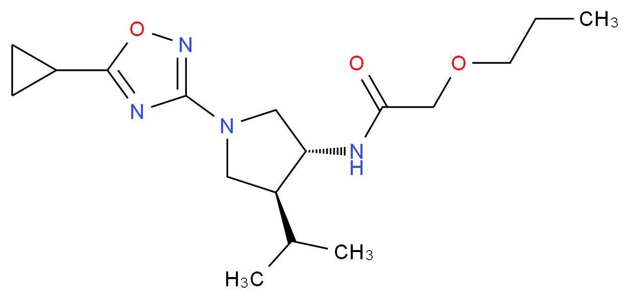 N-[(3R*,4S*)-1-(5-cyclopropyl-1,2,4-oxadiazol-3-yl)-4-isopropyl-3-pyrrolidinyl]-2-propoxyacetamide_分子结构_CAS_)