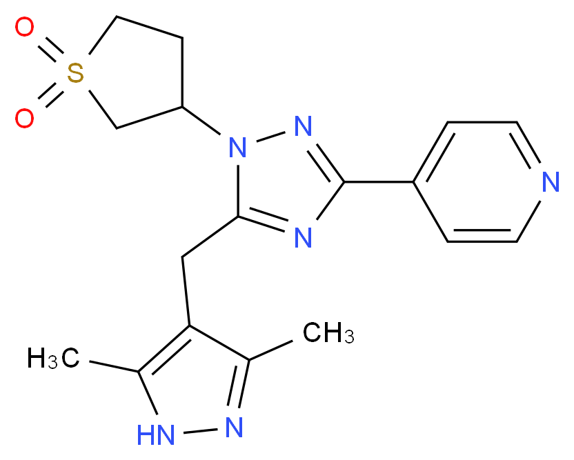 4-[5-[(3,5-dimethyl-1H-pyrazol-4-yl)methyl]-1-(1,1-dioxidotetrahydro-3-thienyl)-1H-1,2,4-triazol-3-yl]pyridine_分子结构_CAS_)