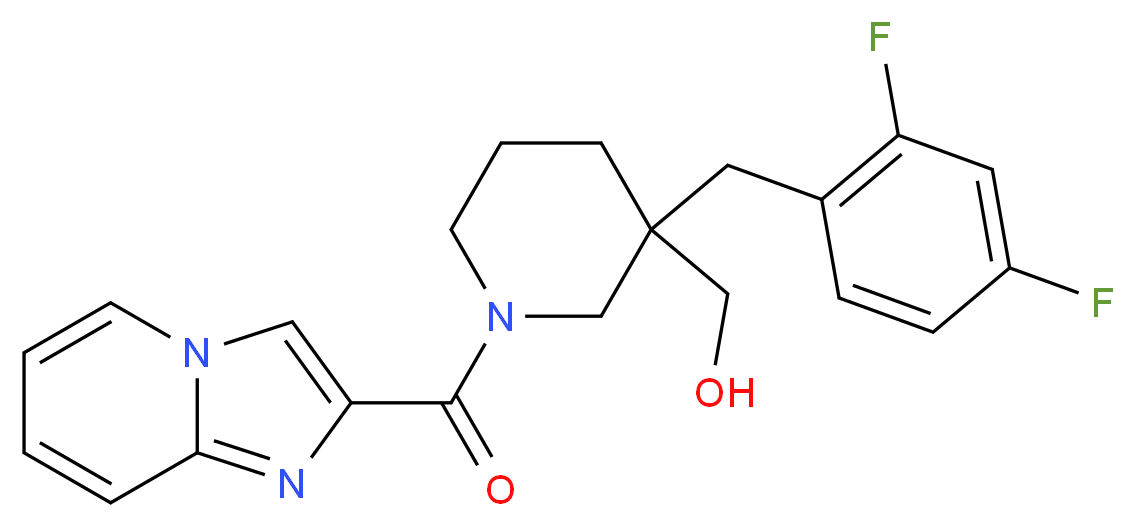[3-(2,4-difluorobenzyl)-1-(imidazo[1,2-a]pyridin-2-ylcarbonyl)-3-piperidinyl]methanol_分子结构_CAS_)