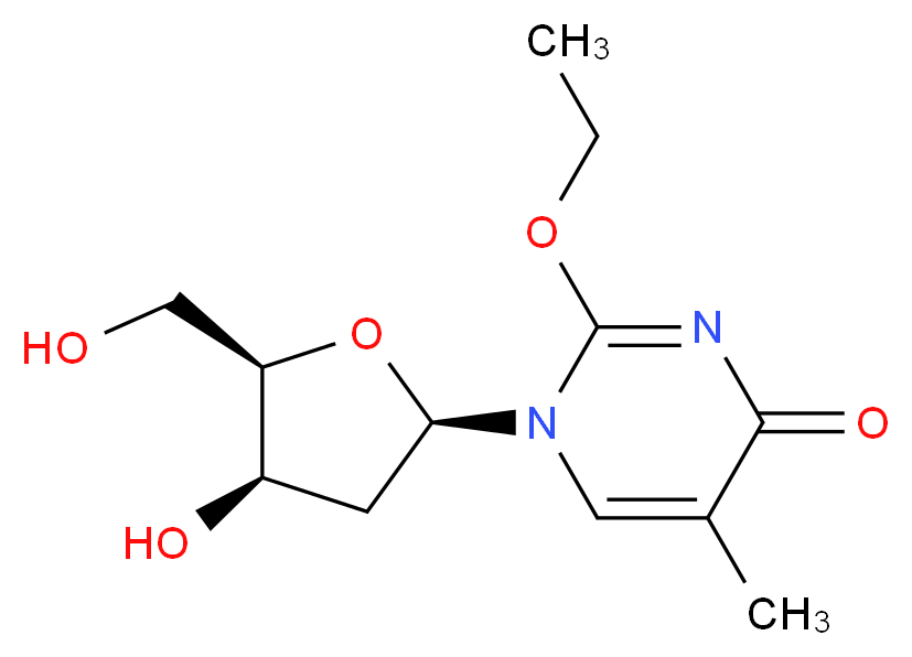 2-ethoxy-1-[(2R,4R,5R)-4-hydroxy-5-(hydroxymethyl)oxolan-2-yl]-5-methyl-1,4-dihydropyrimidin-4-one_分子结构_CAS_59495-21-5