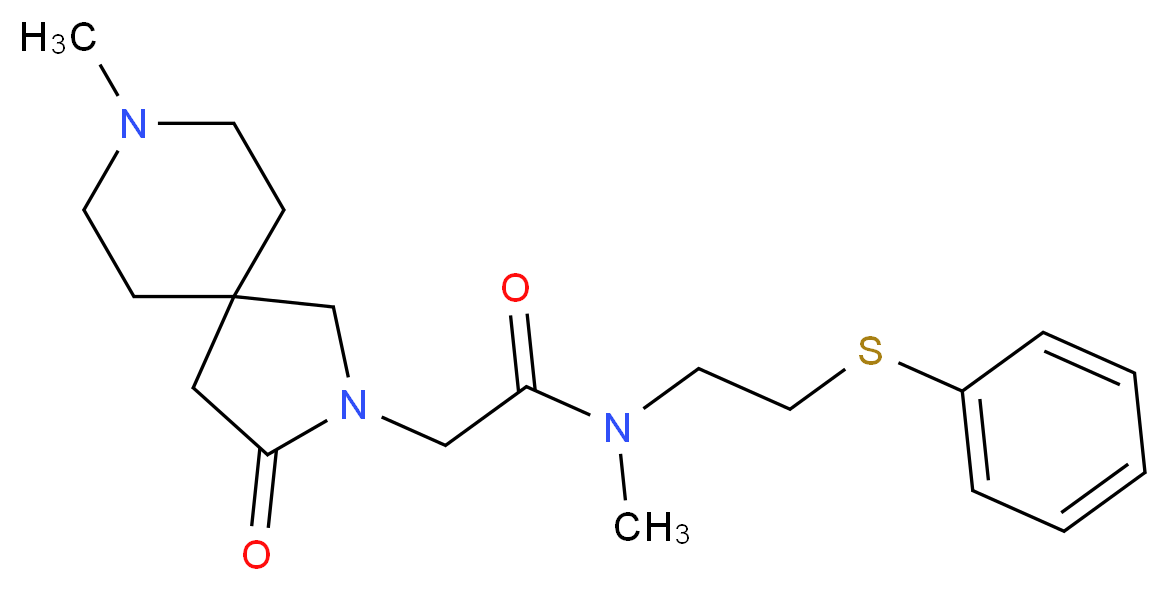 N-methyl-2-(8-methyl-3-oxo-2,8-diazaspiro[4.5]dec-2-yl)-N-[2-(phenylthio)ethyl]acetamide_分子结构_CAS_)
