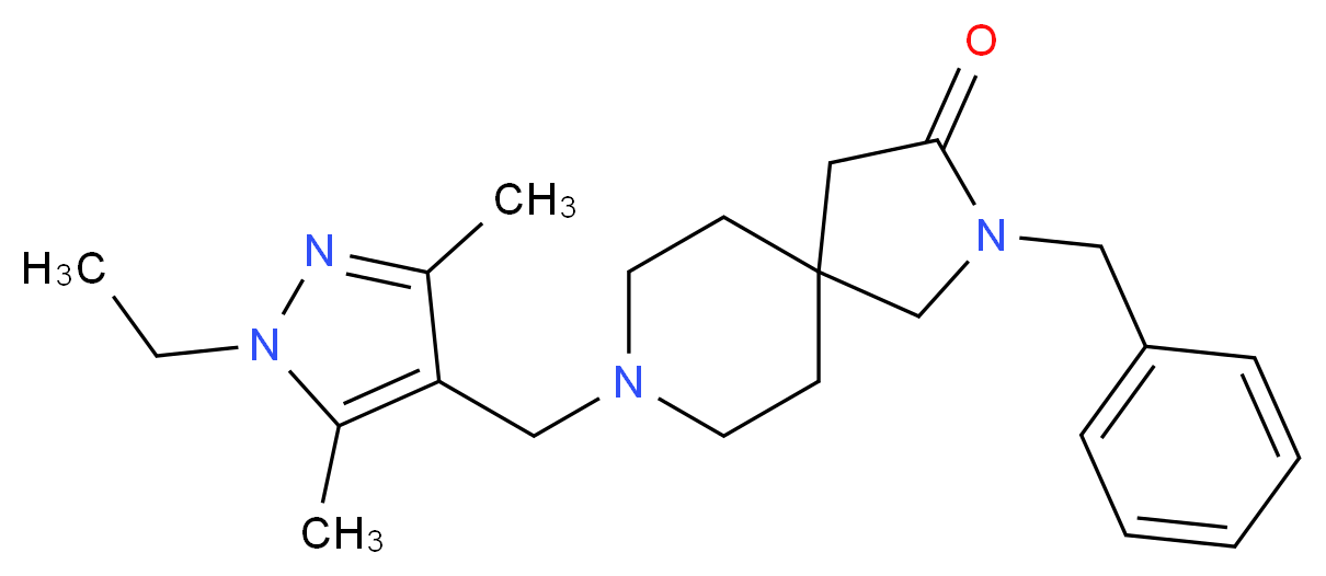 2-benzyl-8-[(1-ethyl-3,5-dimethyl-1H-pyrazol-4-yl)methyl]-2,8-diazaspiro[4.5]decan-3-one_分子结构_CAS_)