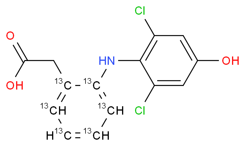 4'-Hydroxy Diclofenac-13C6(Contain 3% unlabeled)_分子结构_CAS_)