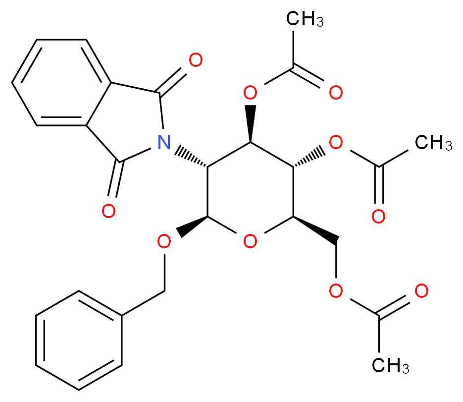 [(2R,3S,4R,5R,6R)-3,4-bis(acetyloxy)-6-(benzyloxy)-5-(1,3-dioxo-2,3-dihydro-1H-isoindol-2-yl)oxan-2-yl]methyl acetate_分子结构_CAS_80035-31-0