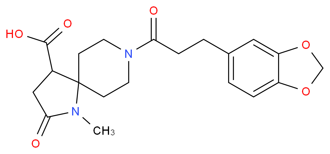 8-[3-(1,3-benzodioxol-5-yl)propanoyl]-1-methyl-2-oxo-1,8-diazaspiro[4.5]decane-4-carboxylic acid_分子结构_CAS_)