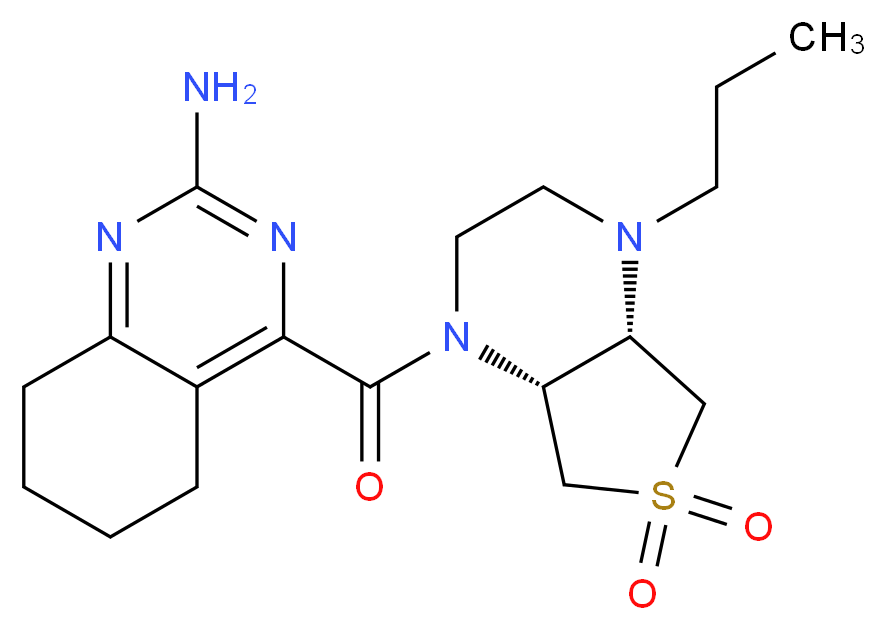 4-{[(4aS*,7aR*)-6,6-dioxido-4-propylhexahydrothieno[3,4-b]pyrazin-1(2H)-yl]carbonyl}-5,6,7,8-tetrahydroquinazolin-2-amine_分子结构_CAS_)
