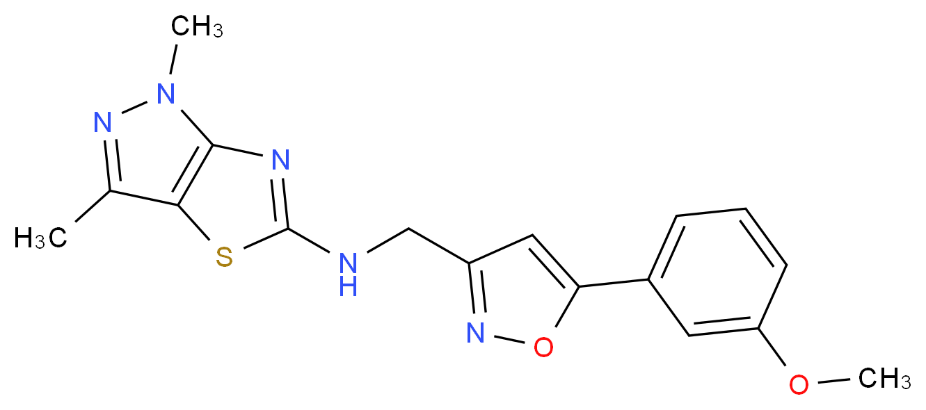 N-{[5-(3-methoxyphenyl)isoxazol-3-yl]methyl}-1,3-dimethyl-1H-pyrazolo[3,4-d][1,3]thiazol-5-amine_分子结构_CAS_)
