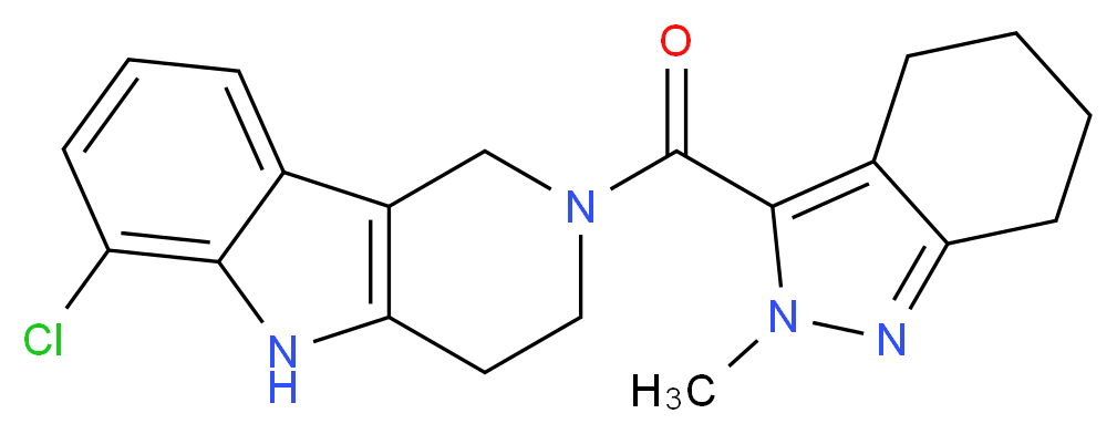 6-chloro-2-[(2-methyl-4,5,6,7-tetrahydro-2H-indazol-3-yl)carbonyl]-2,3,4,5-tetrahydro-1H-pyrido[4,3-b]indole_分子结构_CAS_)