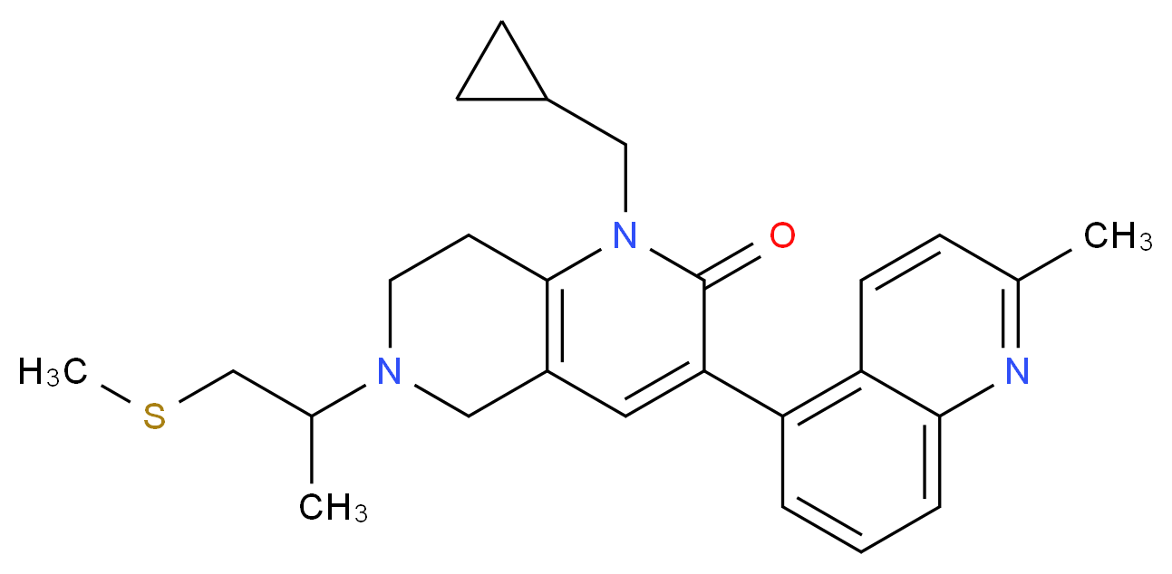 1-(cyclopropylmethyl)-6-[1-methyl-2-(methylthio)ethyl]-3-(2-methyl-5-quinolinyl)-5,6,7,8-tetrahydro-1,6-naphthyridin-2(1H)-one_分子结构_CAS_)