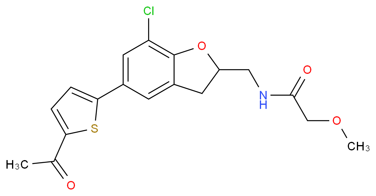 N-{[5-(5-acetyl-2-thienyl)-7-chloro-2,3-dihydro-1-benzofuran-2-yl]methyl}-2-methoxyacetamide_分子结构_CAS_)