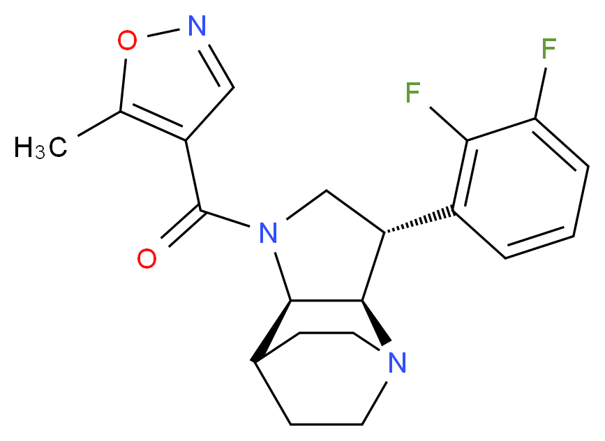 (3S*,3aR*,7aR*)-3-(2,3-difluorophenyl)-1-[(5-methylisoxazol-4-yl)carbonyl]octahydro-4,7-ethanopyrrolo[3,2-b]pyridine_分子结构_CAS_)