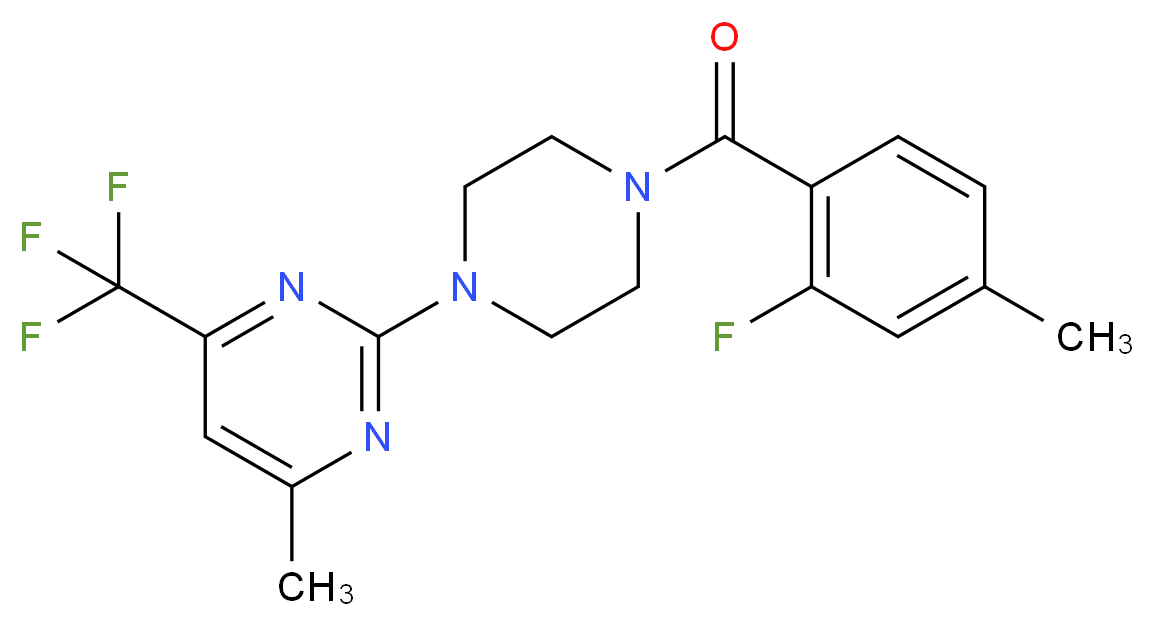 2-[4-(2-fluoro-4-methylbenzoyl)-1-piperazinyl]-4-methyl-6-(trifluoromethyl)pyrimidine_分子结构_CAS_)