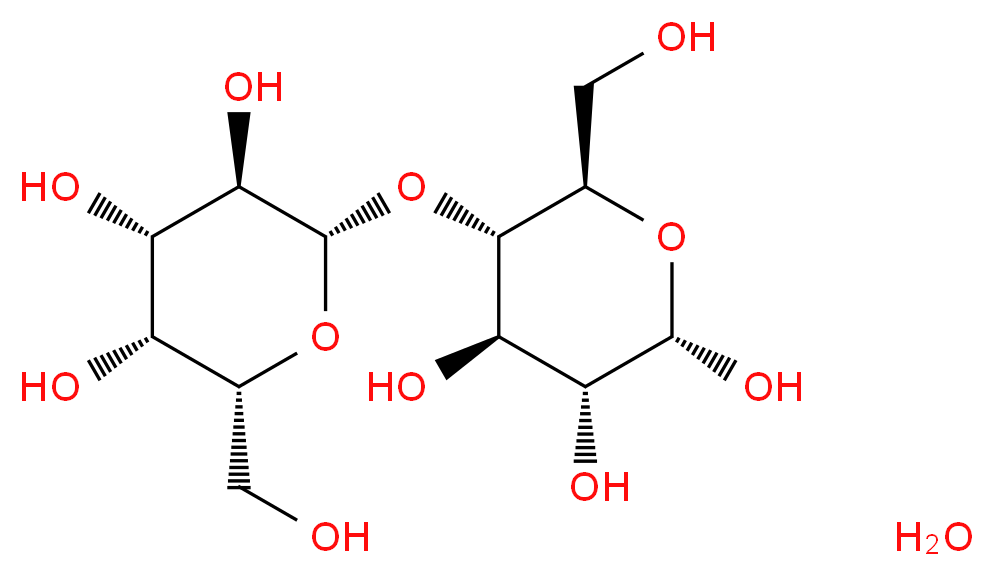 (2R,3R,4S,5R,6S)-2-(hydroxymethyl)-6-{[(2R,3S,4R,5R,6S)-4,5,6-trihydroxy-2-(hydroxymethyl)oxan-3-yl]oxy}oxane-3,4,5-triol hydrate_分子结构_CAS_63-42-3