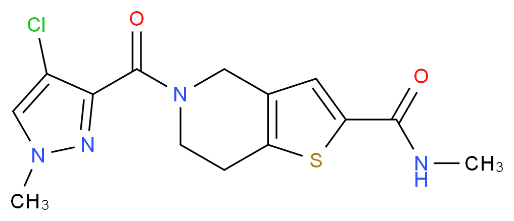 5-[(4-chloro-1-methyl-1H-pyrazol-3-yl)carbonyl]-N-methyl-4,5,6,7-tetrahydrothieno[3,2-c]pyridine-2-carboxamide_分子结构_CAS_)