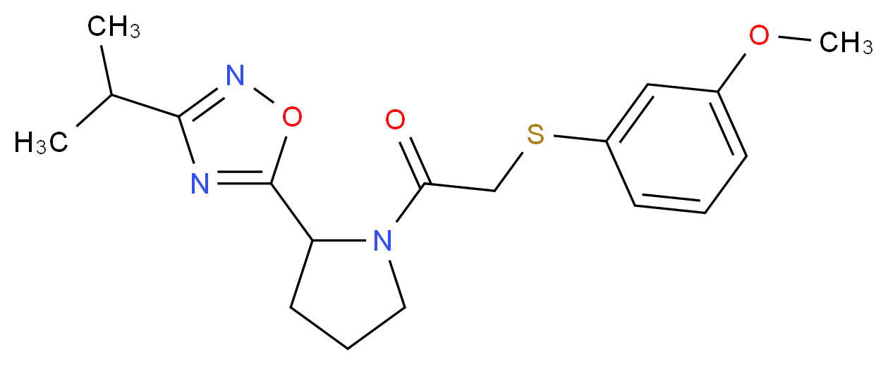 3-isopropyl-5-(1-{[(3-methoxyphenyl)thio]acetyl}-2-pyrrolidinyl)-1,2,4-oxadiazole_分子结构_CAS_)