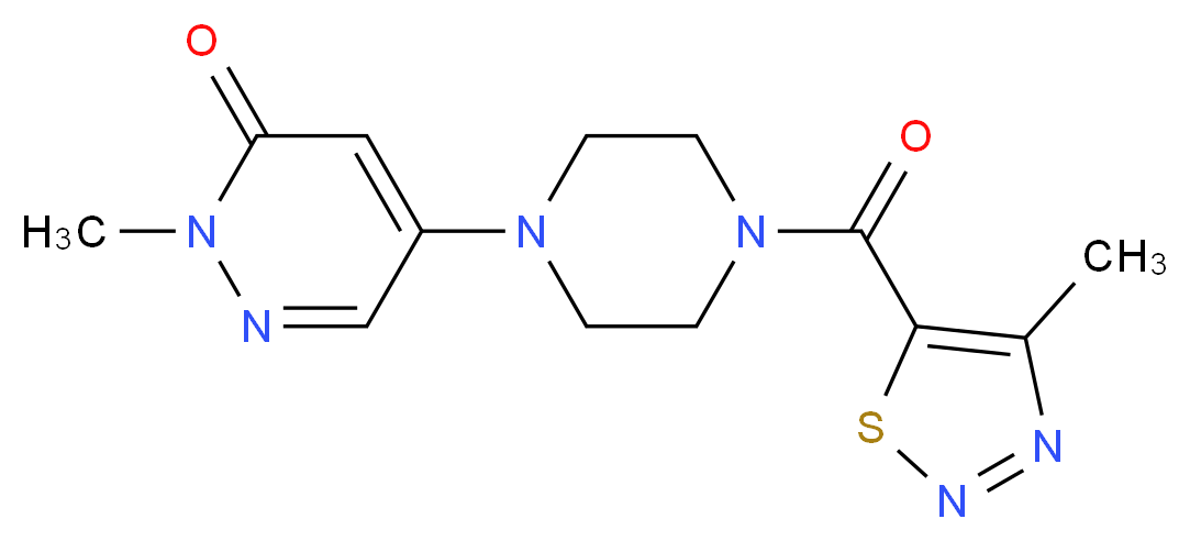 2-methyl-5-{4-[(4-methyl-1,2,3-thiadiazol-5-yl)carbonyl]-1-piperazinyl}-3(2H)-pyridazinone_分子结构_CAS_)