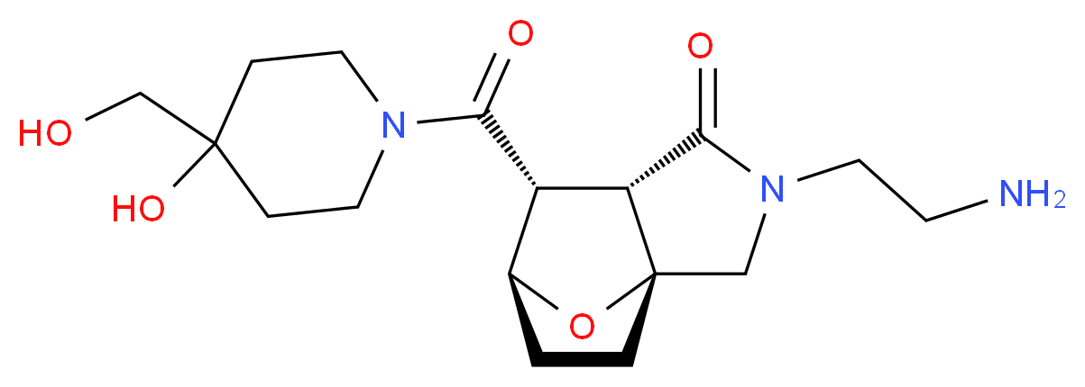 (3aR*,6S*,7R*,7aS*)-2-(2-aminoethyl)-7-{[4-hydroxy-4-(hydroxymethyl)piperidin-1-yl]carbonyl}hexahydro-3a,6-epoxyisoindol-1(4H)-one_分子结构_CAS_)