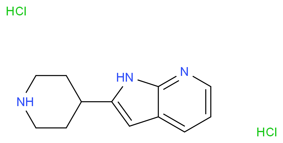 4-{1H-pyrrolo[2,3-b]pyridin-2-yl}piperidine dihydrochloride_分子结构_CAS_1185295-25-3