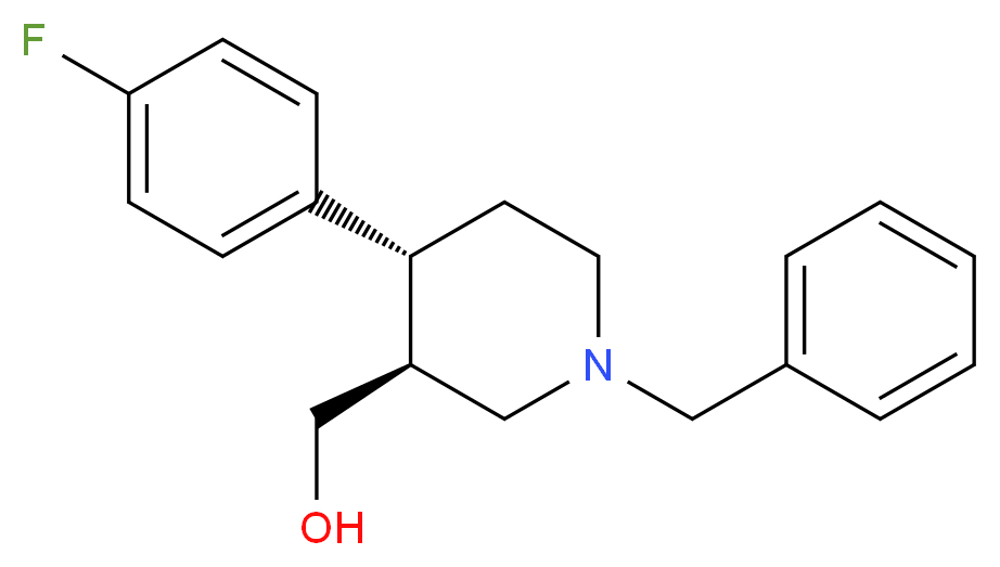 trans 1-Benzyl-4-(4-fluorophenyl)-3-piperidinemethanol_分子结构_CAS_201855-60-9)