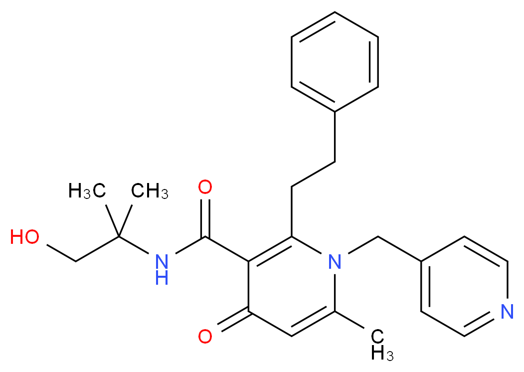N-(2-hydroxy-1,1-dimethylethyl)-6-methyl-4-oxo-2-(2-phenylethyl)-1-(4-pyridinylmethyl)-1,4-dihydro-3-pyridinecarboxamide_分子结构_CAS_)