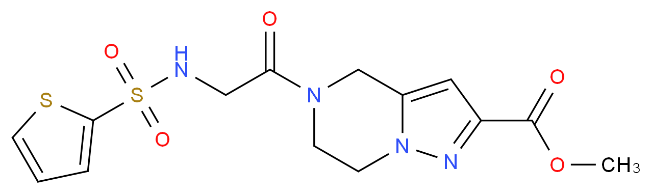 methyl 5-{[(2-thienylsulfonyl)amino]acetyl}-4,5,6,7-tetrahydropyrazolo[1,5-a]pyrazine-2-carboxylate_分子结构_CAS_)